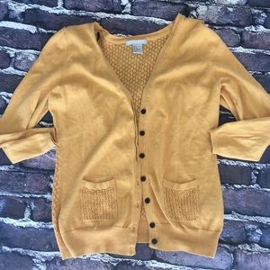 Mustard Yellow Lace Back Cardigan